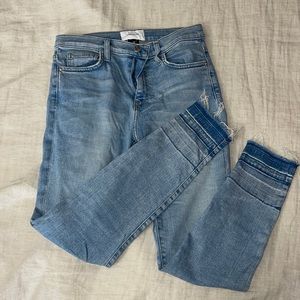 High waisted light wash skinny jean